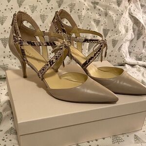 Ivanka Trump Beige and Snakeskin Heels